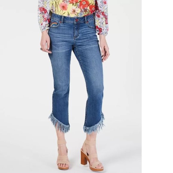 INC International Concepts Jeans Fringe Hem Skinny Embroidered Size 10 NWT - Picture 5 of 5